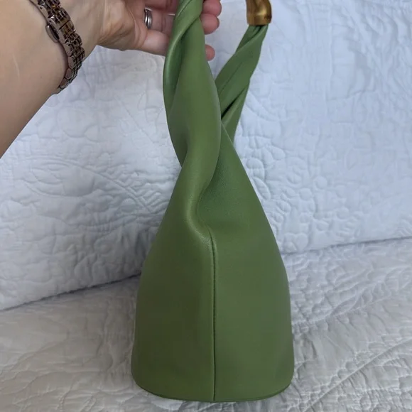 Cult Gaia Meerah Bag Calla Lily Green Gold Leather Mini Shoulder Handbag Top - Picture 8 of 14